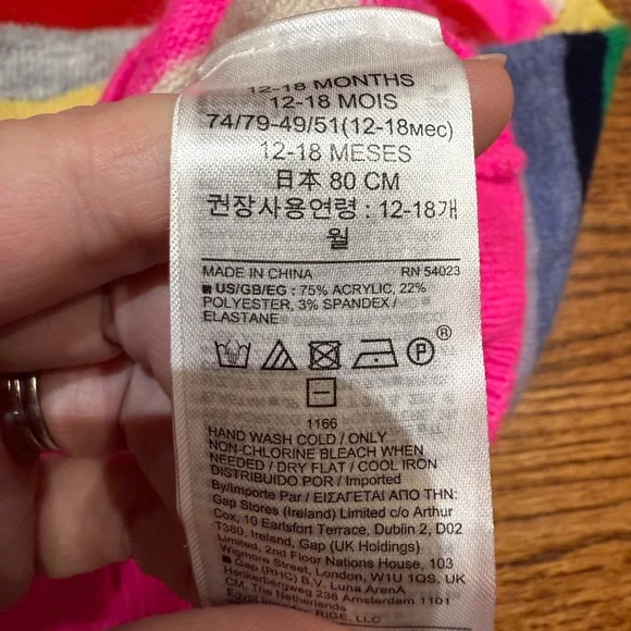 Gap Rainbow Striped Sweater 12-18 Months - Picture 4 of 4